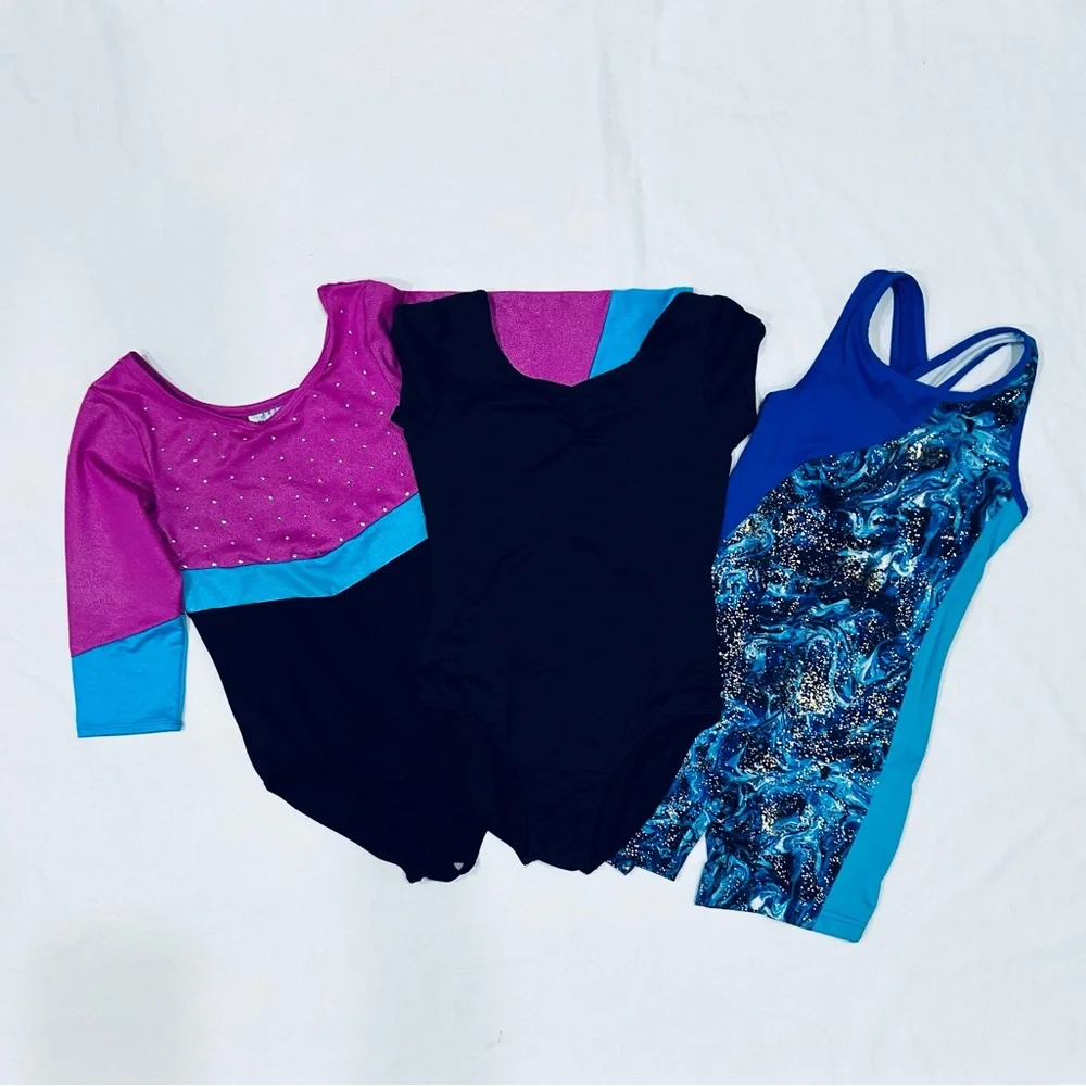 Danskin Now Kids Bodysuit Set - Pink, Black, and Blue